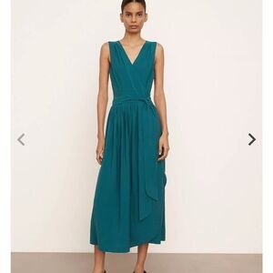 Vince Elegant Teal Sleeveless Wrap Dress